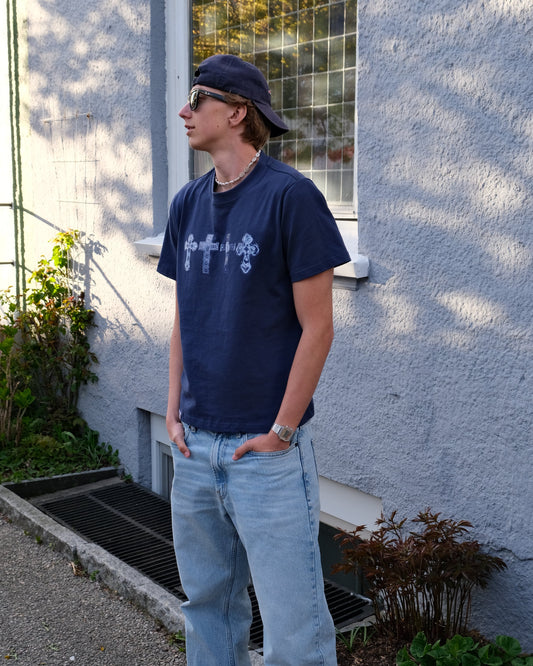 Cross tee navy blue